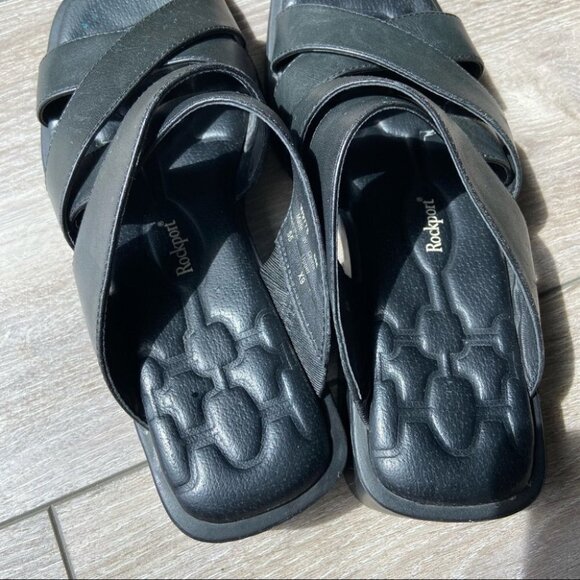 Rockport Square Toes Foam Insole Leather Slippers Sandals - Picture 5 of 14